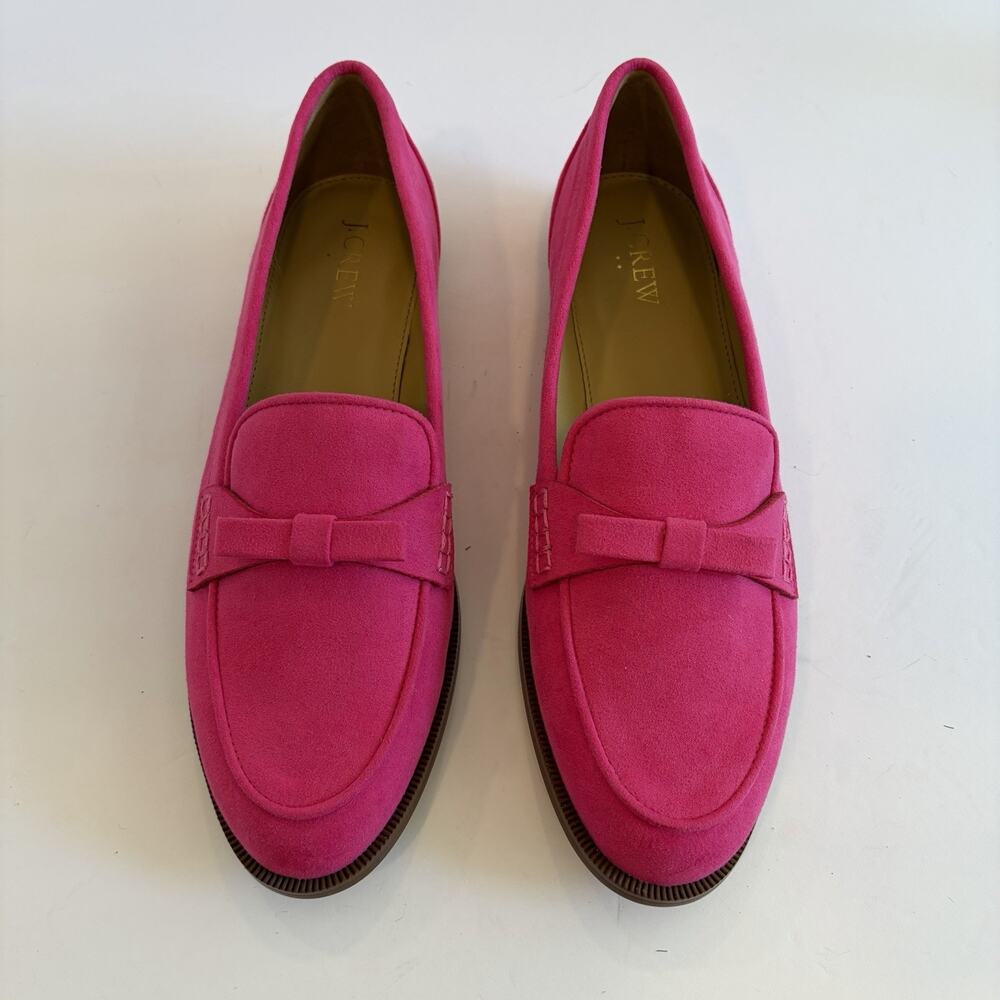 J. Crew Sueded Bow Loafer, size 10 Pink EUC